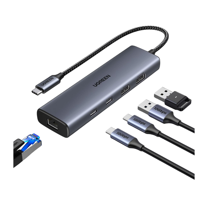 45320 USB 3.2 C to USB-A 3.2+USB-A 2.0+2* USB-C 3.2 Converter + Gigabit with USB- C Power Port"