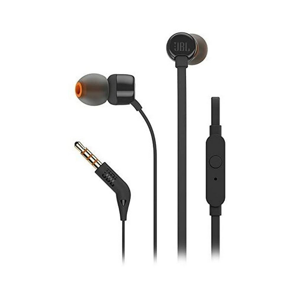 JBL Tune 110 wired earphones with mic and 3.5mm audio jack delivering JBL Pure Bass sound