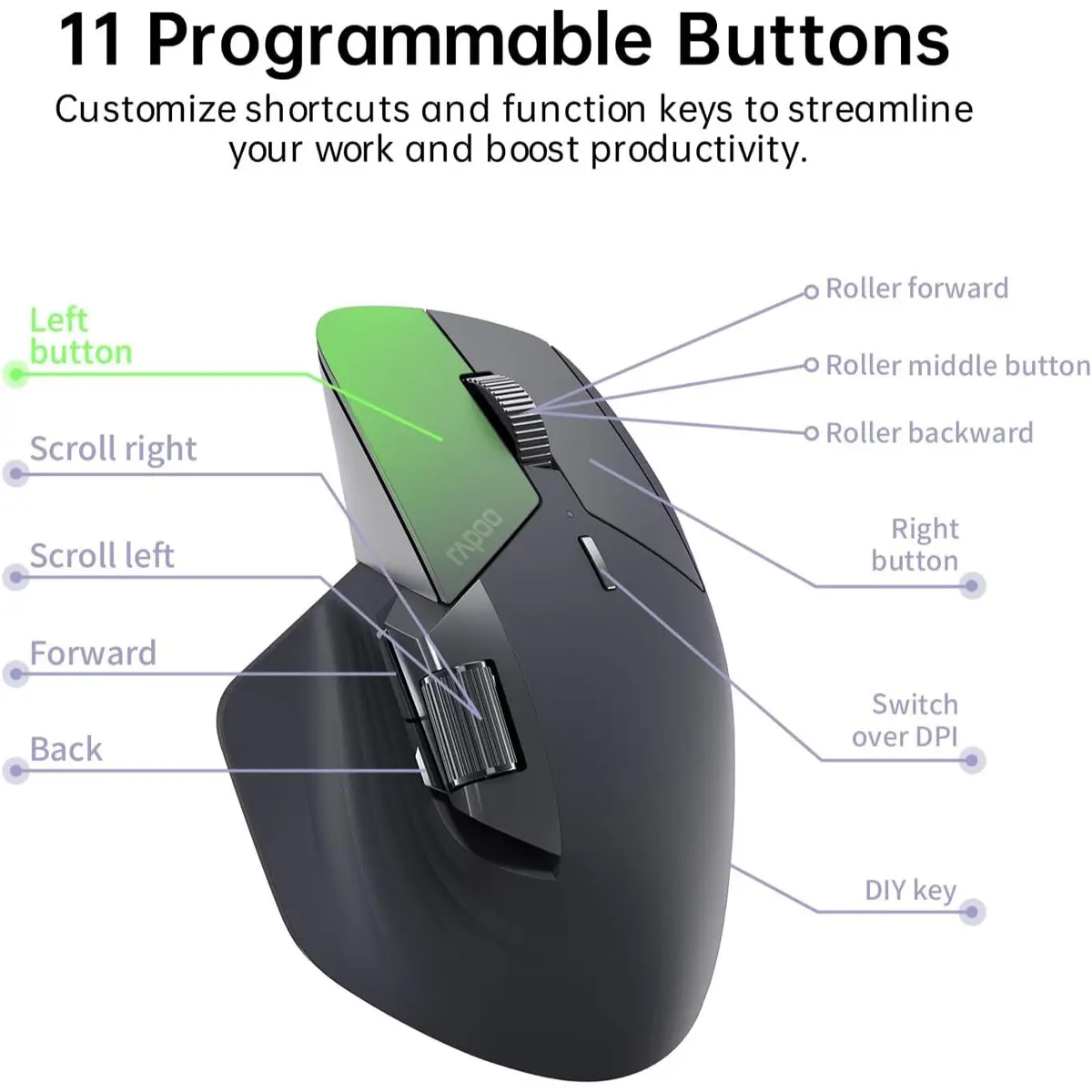 RAPOO MT760L Multi-mode Wireless Mouse Light Black