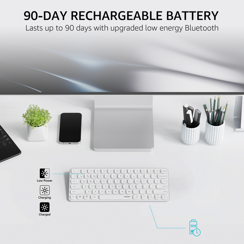 RAPOO E9050L Multi-mode wireless Keyboard  US_White