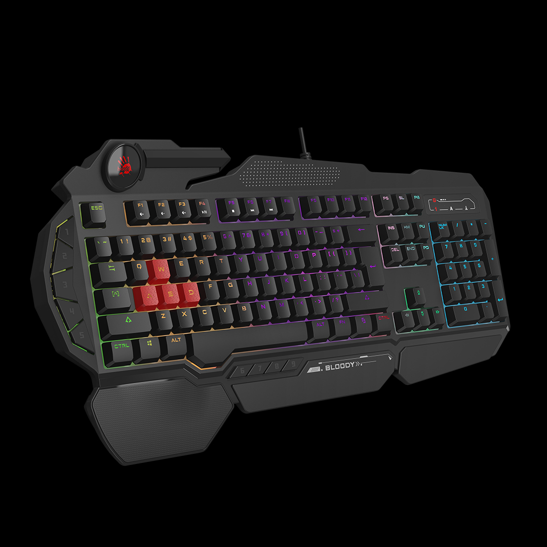 Bloody B310N Neon Illuminated Gaming Keyboard with ergonomic design, neon backlighting, anti-ghosting keys, and high-precision switches for gaming