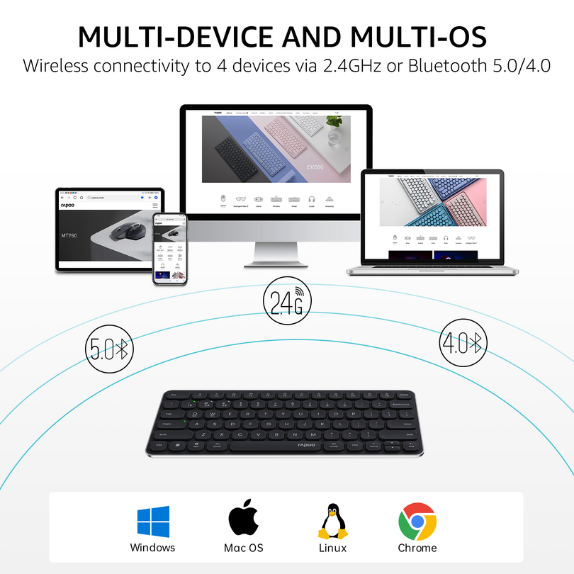 Rapoo E9050L Multi-Device Wireless Keyboard