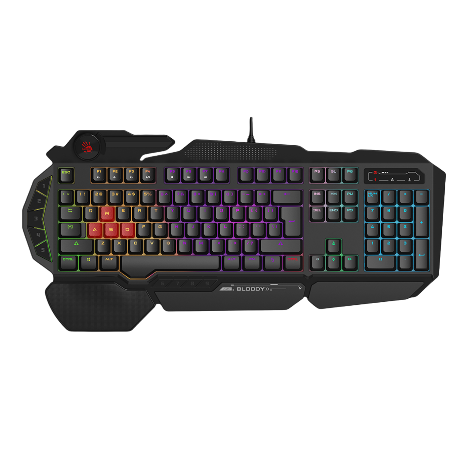 Bloody B310N Neon Illuminated Gaming Keyboard with ergonomic design, neon backlighting, anti-ghosting keys, and high-precision switches for gaming