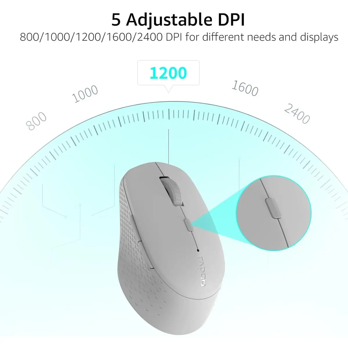 Rapoo M300 Silent Wireless Mouse Light Grey
