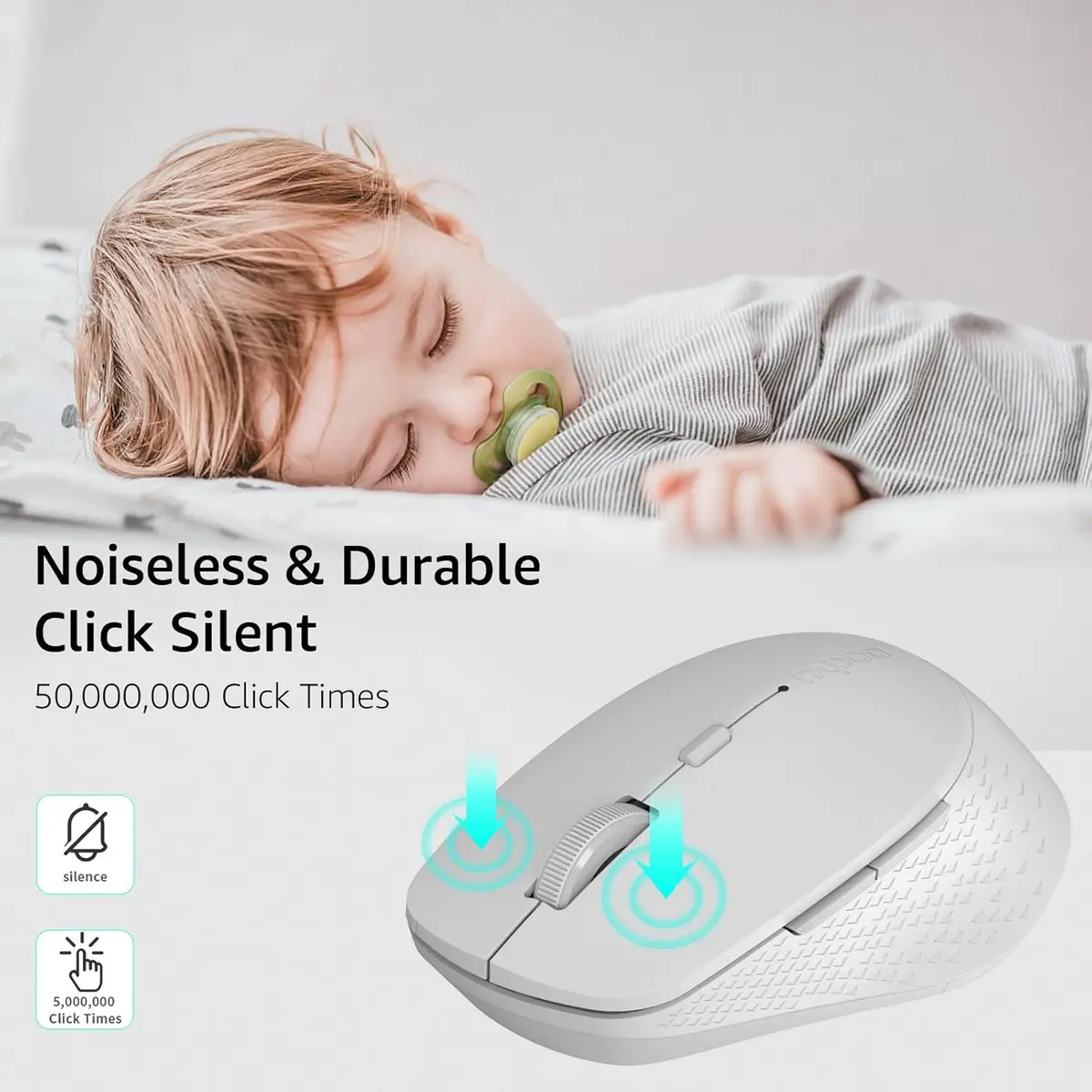 Rapoo M300 Silent Wireless Mouse Light Grey