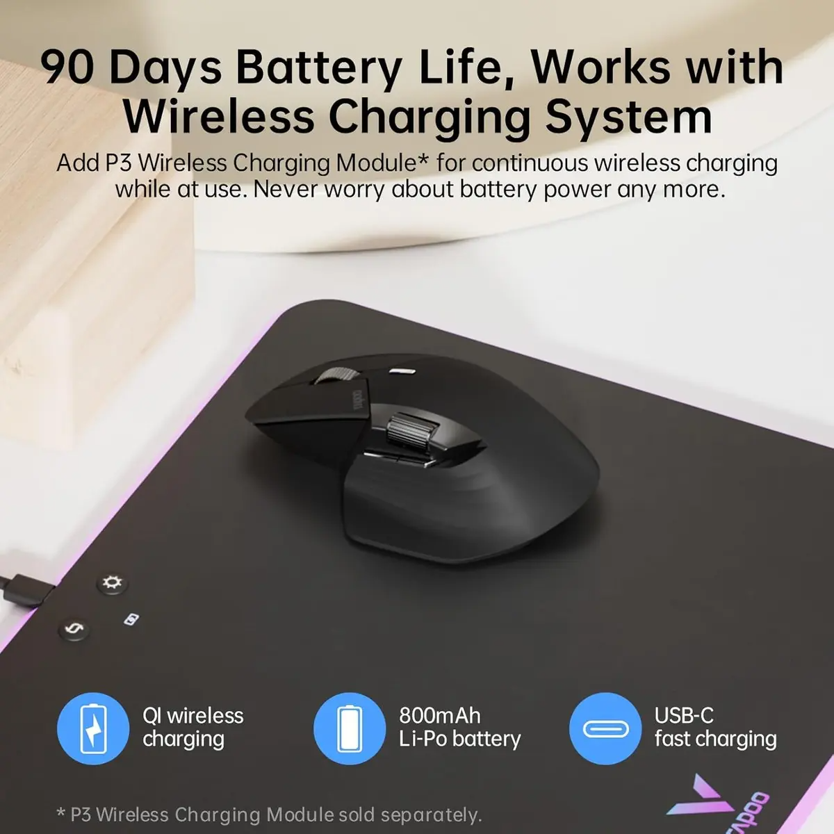 RAPOO MT760L Multi-mode Wireless Mouse  Light Black
