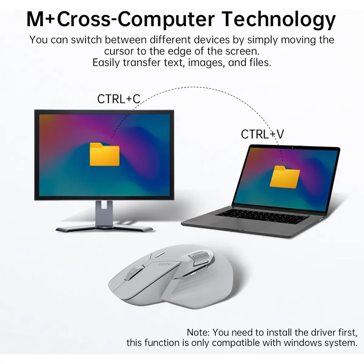 RAPOO MT760L Multi-mode Wireless Mouse  Grey White