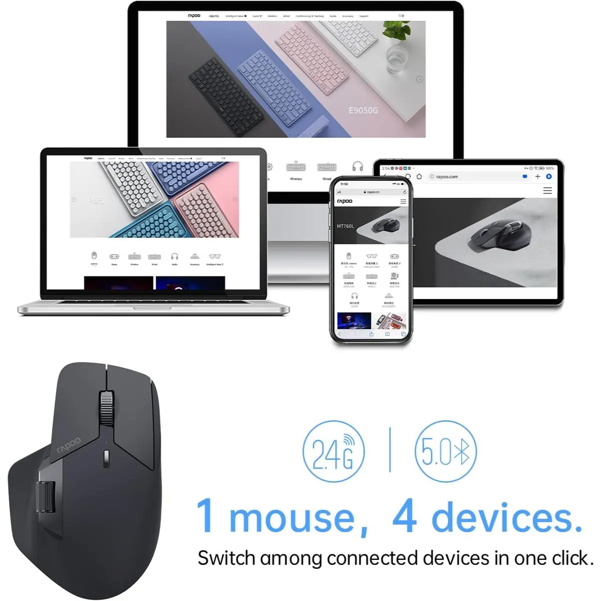 RAPOO MT760L Multi-mode Wireless Mouse  Light Black