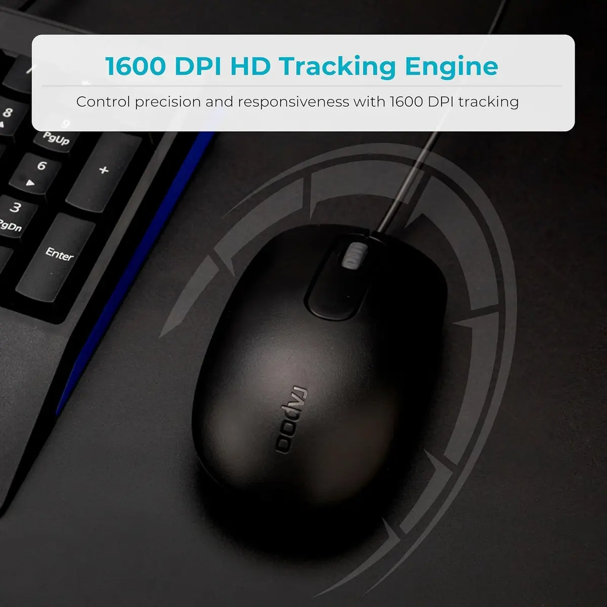 Rapoo N200 Wired Optical Silent Mouse - Black