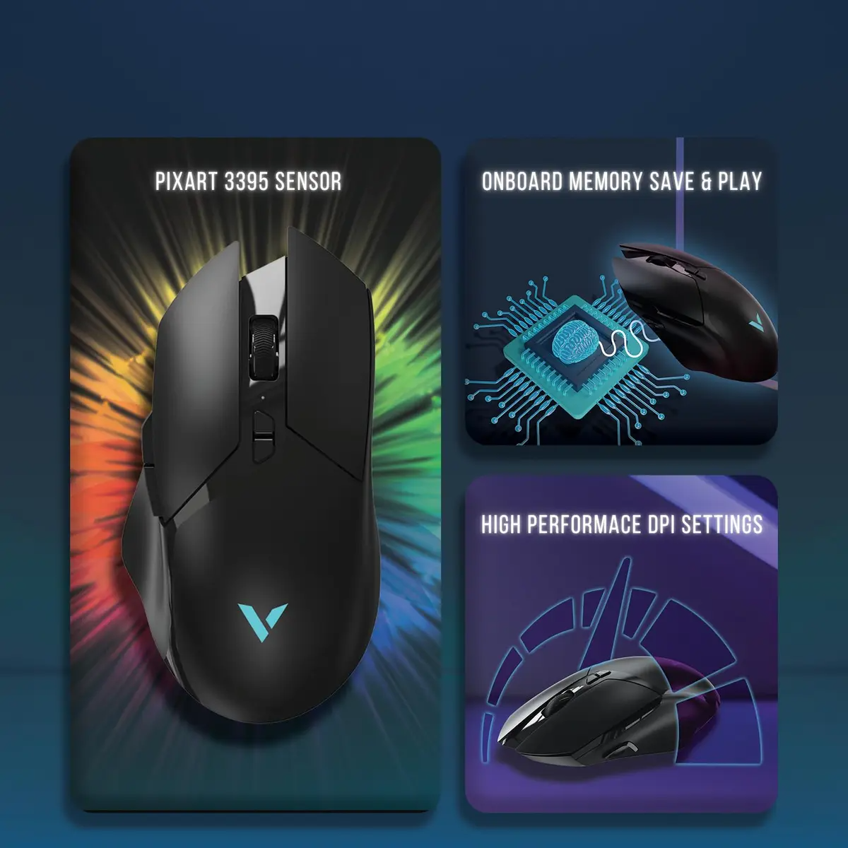RAPOO V30L Wired/Wireless Gaming Mouse  Black